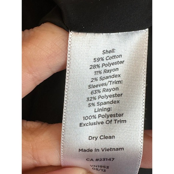 Talbots Black white Plaid Front Solid Sleeves Zip Blazer Jacket size 4 - Picture 6 of 9